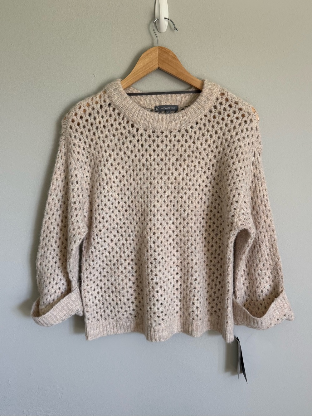 NWT Wit & Wisdom Open-Knit Crewneck Cuffed Sweater